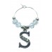 Personalised Letter S Wine Glass Charm with Rhinestones
